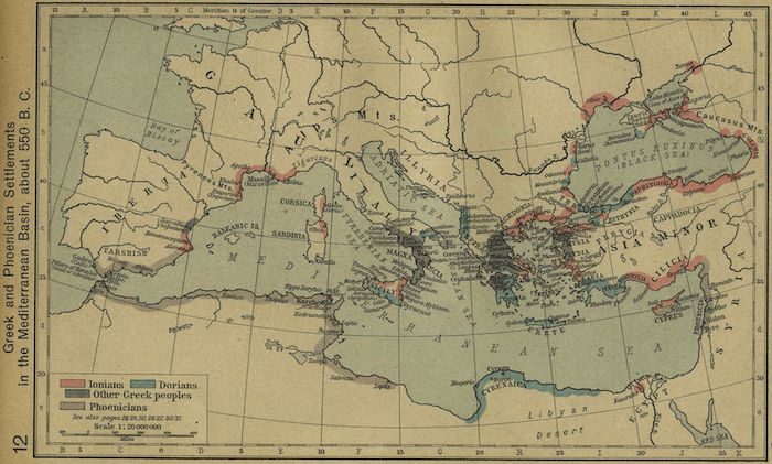 Greece - Greece and Phoenicia Map (550 BCE)